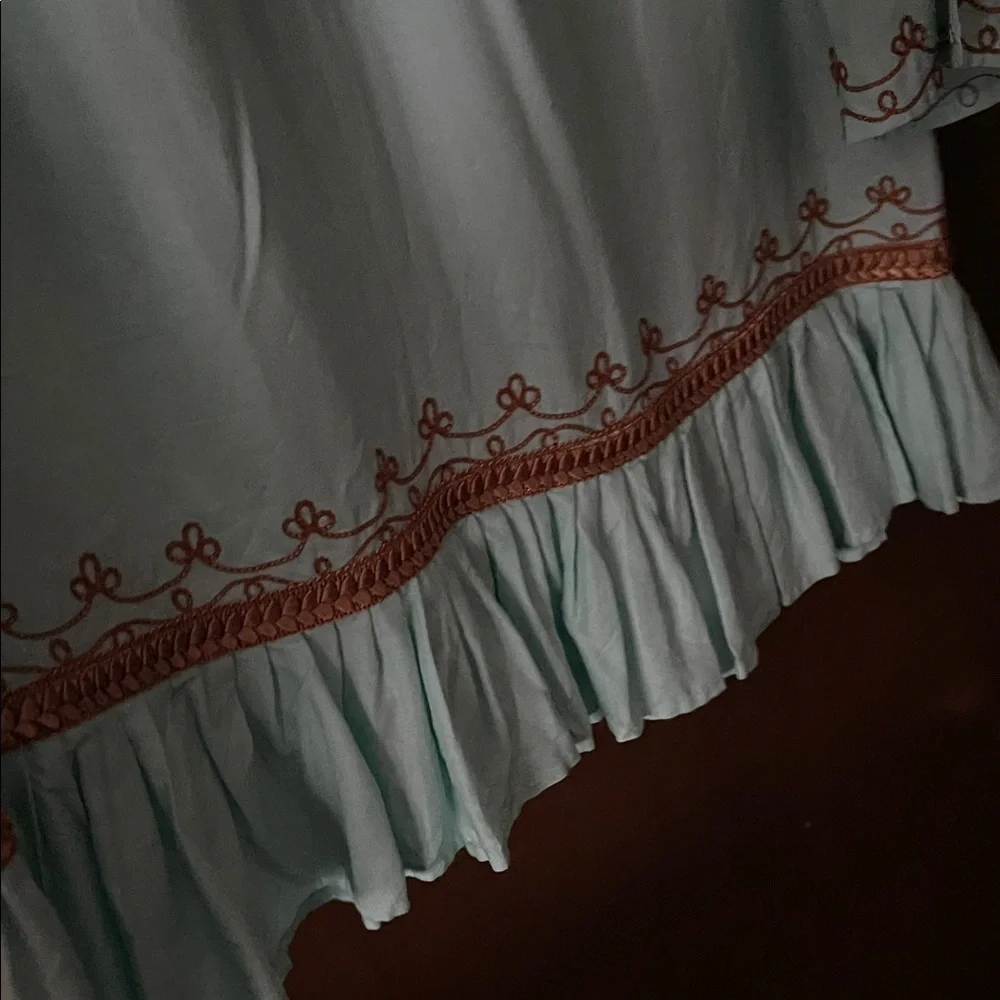 Moda International Turquoise Boho Dress with Brown Embroidery - Picture 6 of 7